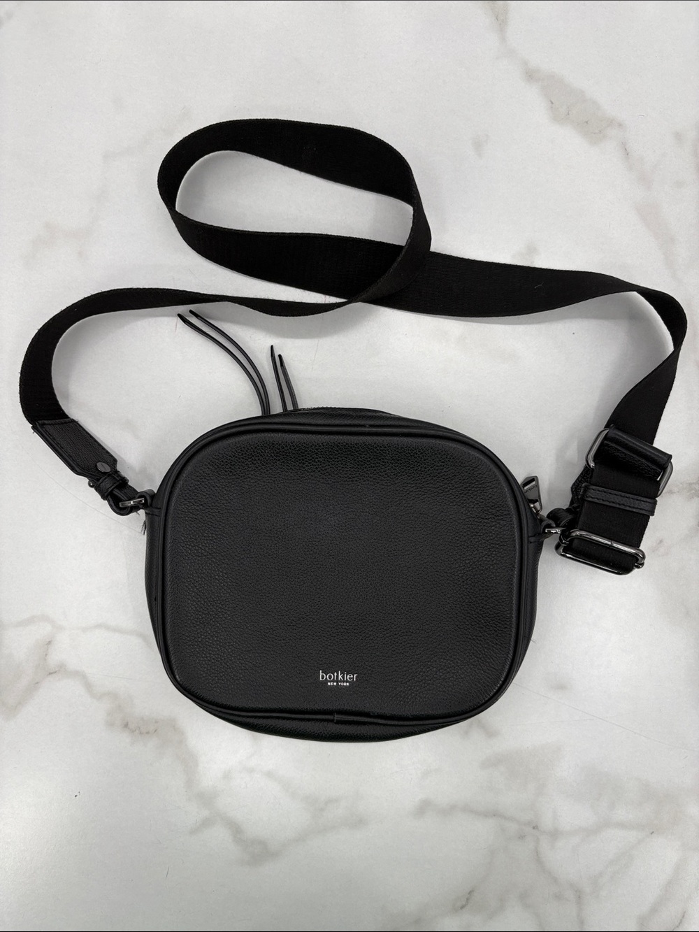 Botkier Black Pebbled Leather Belt Bag with Adjustable Strap